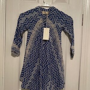 Blue and White Zigzag Pattern Dress